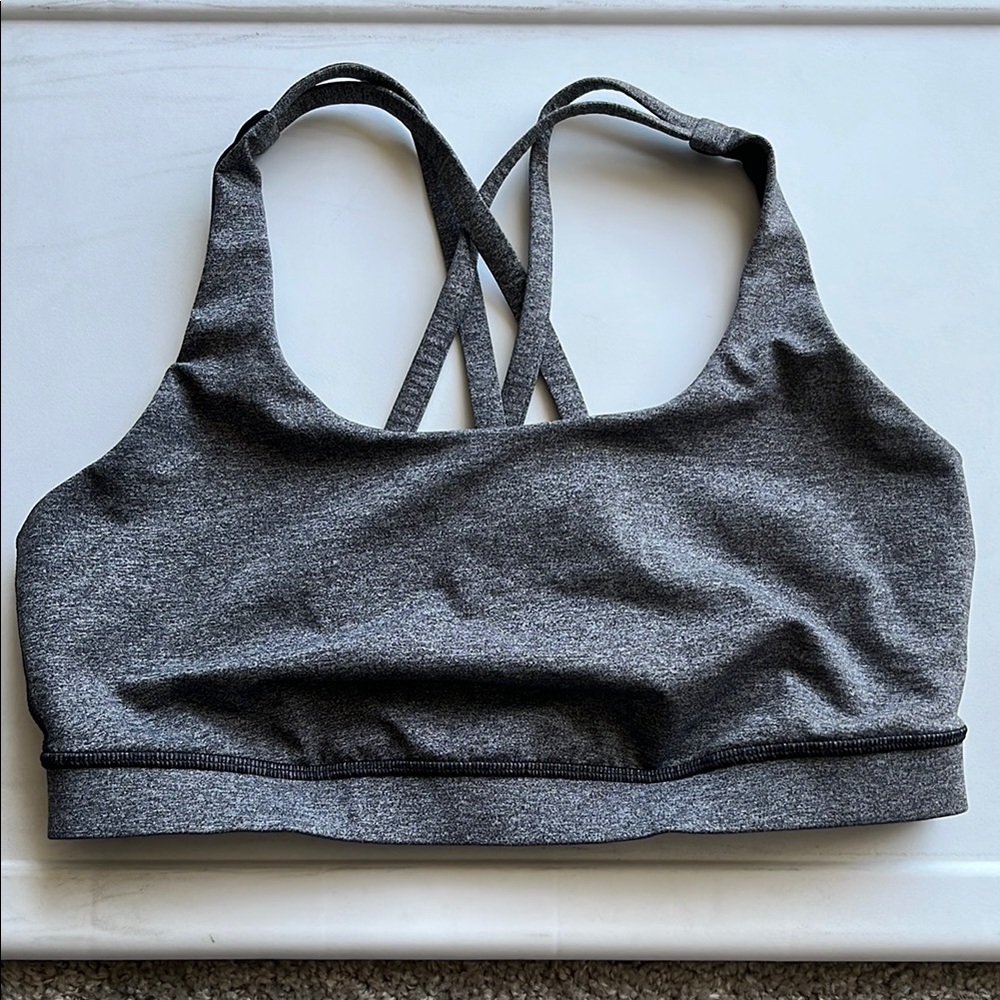 Lululemon Energy Gray Sports Bra with Racerback Design